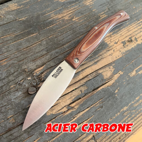 COUTEAU PALLARES PLIANT BUSA MICARTA MARRON CARBONE