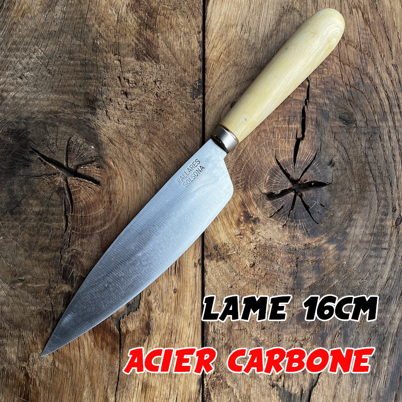 COUTEAU PALLARES SAUGE BUIS CARBONE 16CM