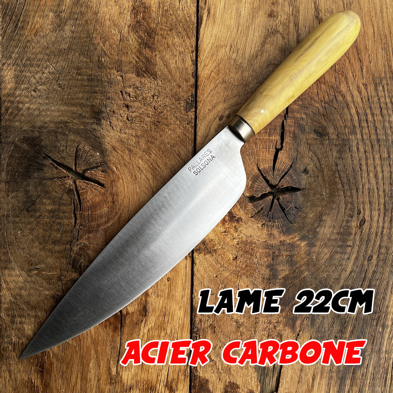 COUTEAU PALLARES SAUGE BUIS CARBONE 22CM